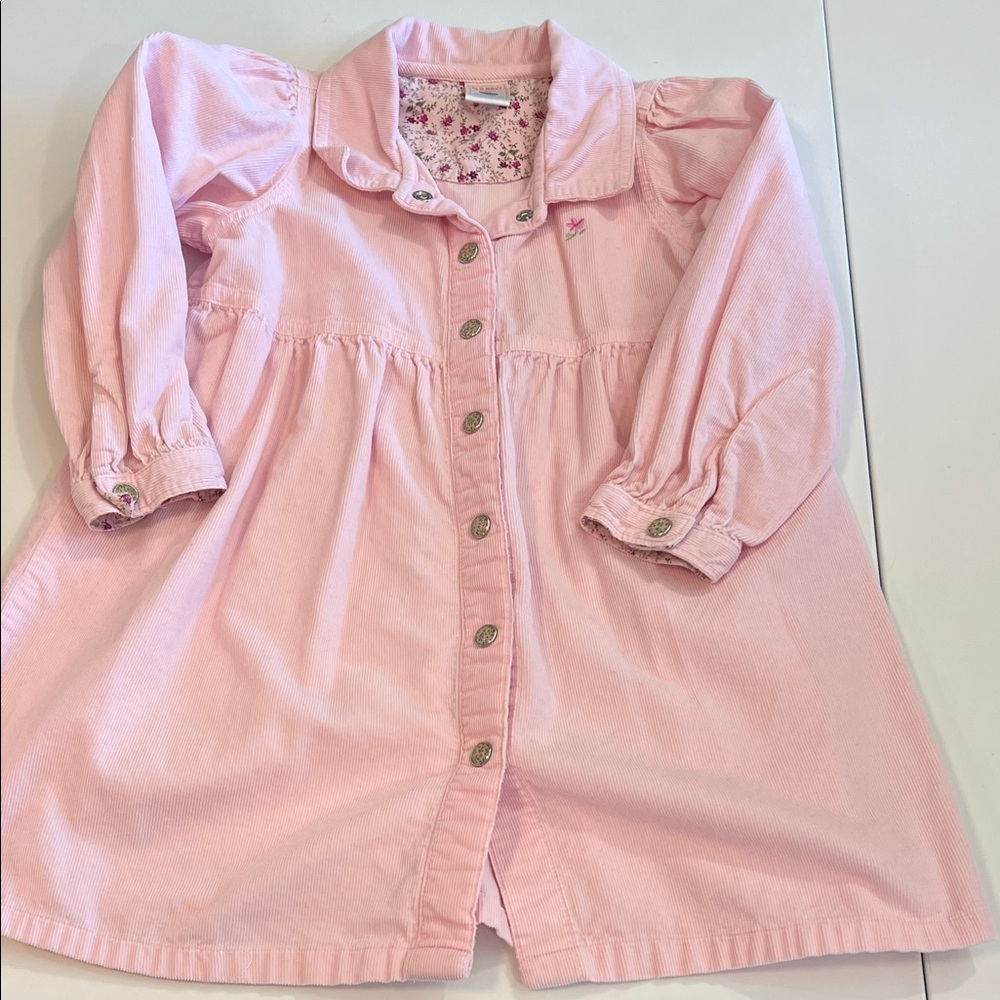 Vintage Old Navy - Pink Floral Corduroy Dress, 3T